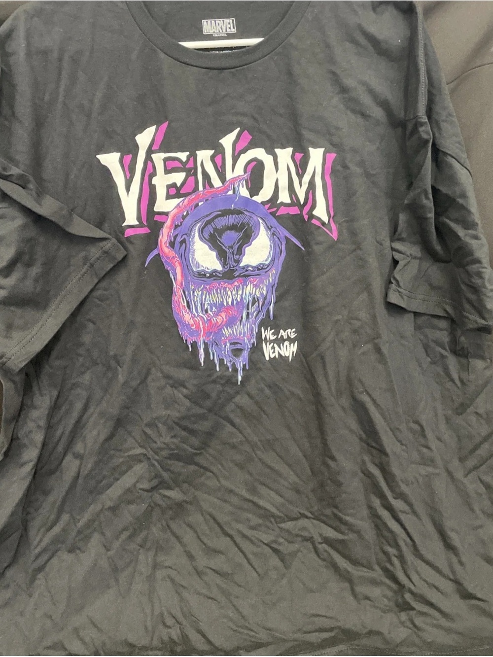 Marvel Venom Dripping Graphic Tee - Black with Purple Accents